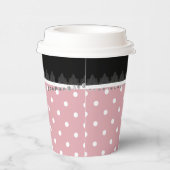 Frühstück & Brunch Pink & White Polka Damast Pappbecher (Rechts)