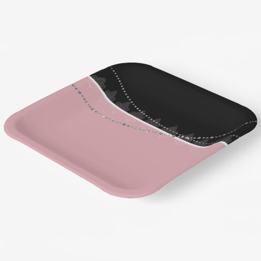 Frühstück & Brunch Rosa und schwarz Pappteller (Gewinkelt)