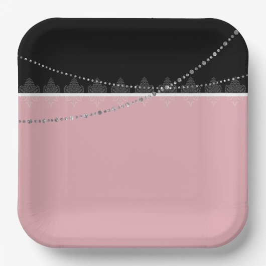 Frühstück & Brunch Rosa und schwarz Pappteller (Vorderseite)