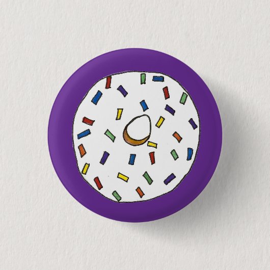 Frühstück Donut Vanilla Mattiert Sprinkles Doughnu Button (Vorderseite)