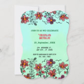 FRÜHSTÜCK EINZIGARTIGE ROTE DOODLE BLUME GEBURTSTA EINLADUNG (Vorderseite)