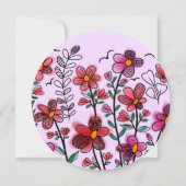 FRÜHSTÜCK EINZIGARTIGE ROTE DOODLE BLUME GEBURTSTA EINLADUNG (Rückseite)