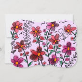 FRÜHSTÜCK EINZIGARTIGE ROTE DOODLE BLUME GEBURTSTA EINLADUNG (Rückseite)