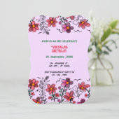 FRÜHSTÜCK EINZIGARTIGE ROTE DOODLE BLUME GEBURTSTA EINLADUNG (Stehend Vorderseite)