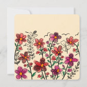 FRÜHSTÜCK EINZIGARTIGE ROTE DOODLE BLUME GEBURTSTA EINLADUNG (Rückseite)