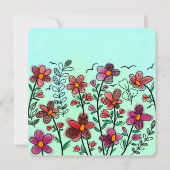 FRÜHSTÜCK EINZIGARTIGE ROTE DOODLE BLUME GEBURTSTA EINLADUNG (Rückseite)