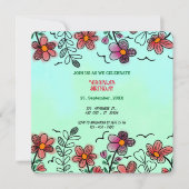 FRÜHSTÜCK EINZIGARTIGE ROTE DOODLE BLUME GEBURTSTA EINLADUNG (Vorderseite)