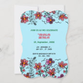 FRÜHSTÜCK EINZIGARTIGE ROTE DOODLE BLUME GEBURTSTA EINLADUNG (Vorderseite)