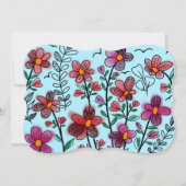 FRÜHSTÜCK EINZIGARTIGE ROTE DOODLE BLUME GEBURTSTA EINLADUNG (Rückseite)