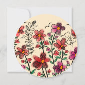 FRÜHSTÜCK EINZIGARTIGE ROTE DOODLE BLUME GEBURTSTA EINLADUNG (Rückseite)