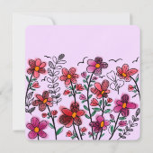 FRÜHSTÜCK EINZIGARTIGE ROTE DOODLE BLUME GEBURTSTA EINLADUNG (Rückseite)