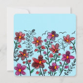 FRÜHSTÜCK EINZIGARTIGE ROTE DOODLE BLUME GEBURTSTA EINLADUNG (Rückseite)