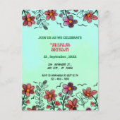 FRÜHSTÜCK EINZIGARTIGE ROTE DOODLE BLUME GEBURTSTA EINLADUNGSPOSTKARTE (Vorderseite)