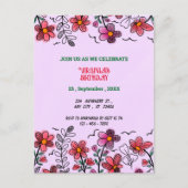 FRÜHSTÜCK EINZIGARTIGE ROTE DOODLE BLUME GEBURTSTA EINLADUNGSPOSTKARTE (Vorderseite)