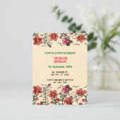 FRÜHSTÜCK EINZIGARTIGE ROTE DOODLE BLUME GEBURTSTA EINLADUNGSPOSTKARTE (Stehend Vorderseite)