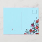 FRÜHSTÜCK EINZIGARTIGE ROTE DOODLE BLUME GEBURTSTA EINLADUNGSPOSTKARTE (Rückseite)