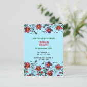 FRÜHSTÜCK EINZIGARTIGE ROTE DOODLE BLUME GEBURTSTA EINLADUNGSPOSTKARTE (Stehend Vorderseite)