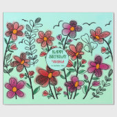 FRÜHSTÜCK EINZIGARTIGE ROTE DOODLE BLUME GEBURTSTA GESCHENKPAPIER (Flach)