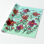 FRÜHSTÜCK EINZIGARTIGE ROTE DOODLE BLUME GEBURTSTA GESCHENKPAPIER (Ungerollt)
