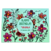 FRÜHSTÜCK EINZIGARTIGE ROTE DOODLE BLUME GEBURTSTA GROßE GESCHENKTÜTE (Vorderseite)