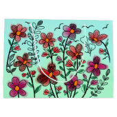 FRÜHSTÜCK EINZIGARTIGE ROTE DOODLE BLUME GEBURTSTA GROßE GESCHENKTÜTE (Rückseite)