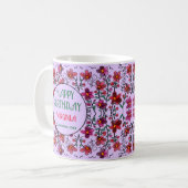 FRÜHSTÜCK EINZIGARTIGE ROTE DOODLE BLUME GEBURTSTA KAFFEETASSE (Vorderseite Links)