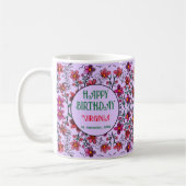 FRÜHSTÜCK EINZIGARTIGE ROTE DOODLE BLUME GEBURTSTA KAFFEETASSE (Links)