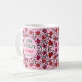 FRÜHSTÜCK EINZIGARTIGE ROTE DOODLE BLUME GEBURTSTA KAFFEETASSE (Vorderseite Links)