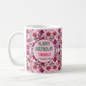 FRÜHSTÜCK EINZIGARTIGE ROTE DOODLE BLUME GEBURTSTA KAFFEETASSE (Links)