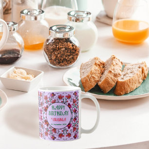 FRÜHSTÜCK EINZIGARTIGE ROTE DOODLE BLUME GEBURTSTA KAFFEETASSE