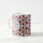 FRÜHSTÜCK EINZIGARTIGE ROTE DOODLE BLUME GEBURTSTA KAFFEETASSE (Vorderseite Links)
