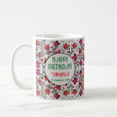 FRÜHSTÜCK EINZIGARTIGE ROTE DOODLE BLUME GEBURTSTA KAFFEETASSE (Links)