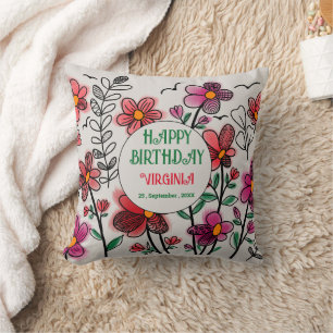 FRÜHSTÜCK EINZIGARTIGE ROTE DOODLE BLUME GEBURTSTA KISSEN