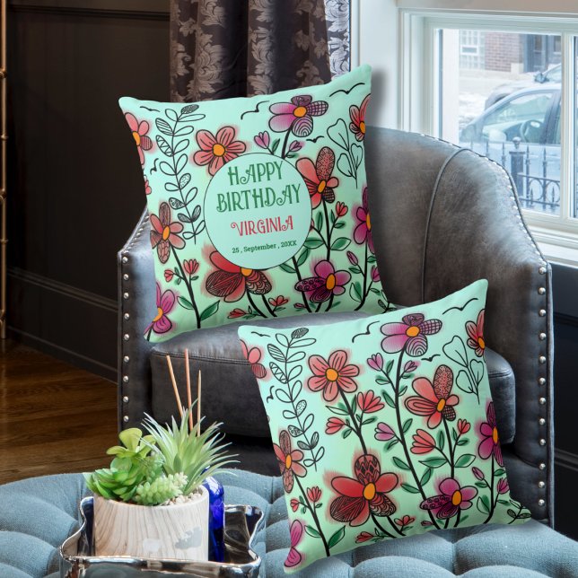 FRÜHSTÜCK EINZIGARTIGE ROTE DOODLE BLUME GEBURTSTA KISSEN (Von Creator hochgeladen)