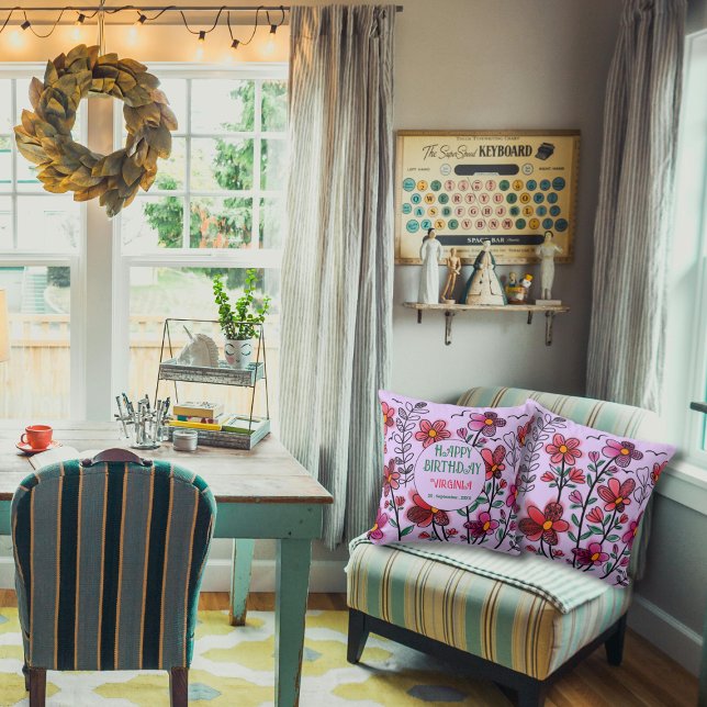 FRÜHSTÜCK EINZIGARTIGE ROTE DOODLE BLUME GEBURTSTA KISSEN (Von Creator hochgeladen)