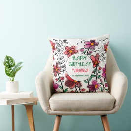 FRÜHSTÜCK EINZIGARTIGE ROTE DOODLE BLUME GEBURTSTA KISSEN