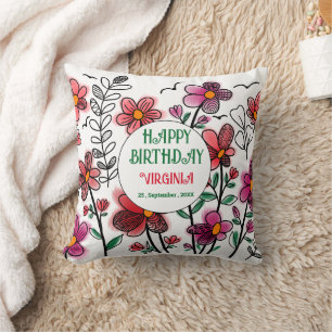 FRÜHSTÜCK EINZIGARTIGE ROTE DOODLE BLUME GEBURTSTA KISSEN