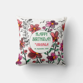 FRÜHSTÜCK EINZIGARTIGE ROTE DOODLE BLUME GEBURTSTA KISSEN