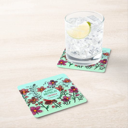 FRÜHSTÜCK EINZIGARTIGE ROTE DOODLE BLUME GEBURTSTA RECHTECKIGER PAPPUNTERSETZER (Vor Ort)