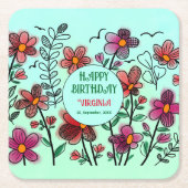 FRÜHSTÜCK EINZIGARTIGE ROTE DOODLE BLUME GEBURTSTA RECHTECKIGER PAPPUNTERSETZER (Vorderseite)