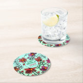 FRÜHSTÜCK EINZIGARTIGE ROTE DOODLE BLUME GEBURTSTA RUNDER PAPPUNTERSETZER (Vor Ort)