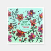 FRÜHSTÜCK EINZIGARTIGE ROTE DOODLE BLUME GEBURTSTA SERVIETTE (Vorderseite)