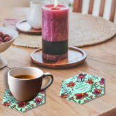 FRÜHSTÜCK EINZIGARTIGE ROTE DOODLE BLUME GEBURTSTA UNTERSETZER