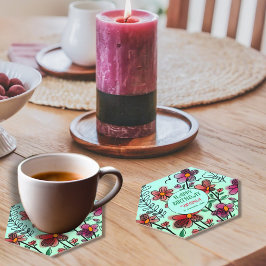 FRÜHSTÜCK EINZIGARTIGE ROTE DOODLE BLUME GEBURTSTA UNTERSETZER