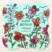 FRÜHSTÜCK EINZIGARTIGE ROTE DOODLE BLUME GEBURTSTA UNTERSETZER (Vorderseite)