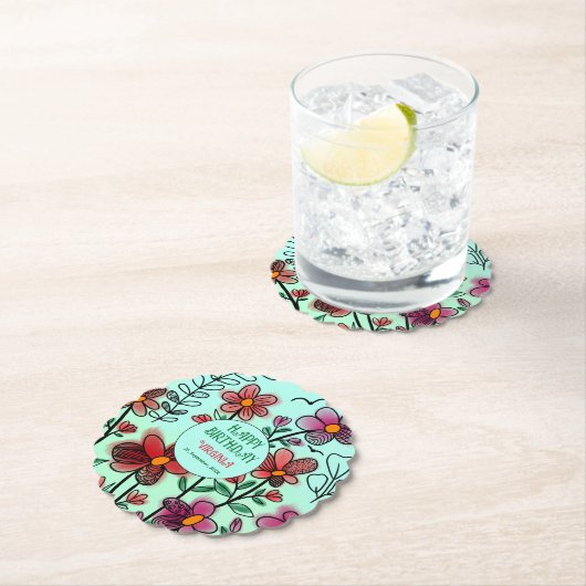 FRÜHSTÜCK EINZIGARTIGE ROTE DOODLE BLUME GEBURTSTA UNTERSETZER (Vor Ort)