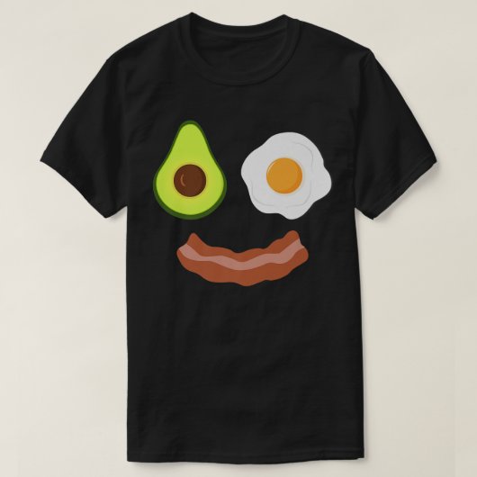 Frühstück Face Avocado Fried Egg Bacon Grin T-Shirt (Design vorne)