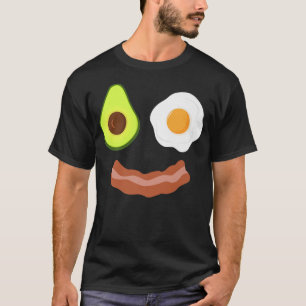 Frühstück Face Avocado Fried Egg Bacon Grin T-Shirt