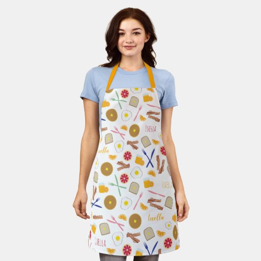 Frühstück Foods Muster Name Bacon Eier Schürze (Getragen)