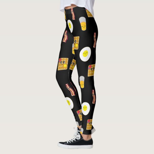 Frühstück, frittierte Eier, Waffeln, Bacon Leggings (Links)